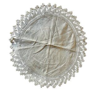 Linen & Crochet Doily Centerpiece 18.5" Diameter Vintage Handmade Wedding Event